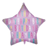 Globo de estrella de Happy Birthday multicolor de 46 cm - Procos