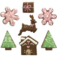 Figuras de azúcar de pueblo de Navidad surtidas - Dekora - 42 unidades