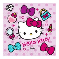 Servilletas de Hello Kitty con topos de 16,5 x 16,5 cm - 20 unidades