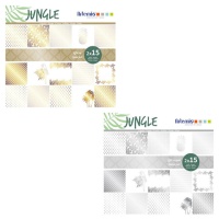 Kit de papeles scrapbooking Jungle efecto metalizado - Artemio - 30 hojas