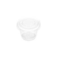 Salsera de 30 ml de plástico transparente con tapa - 12 unidades