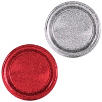 Platos de 18 cm redondos de plástico de color holográfico - 6 unidades