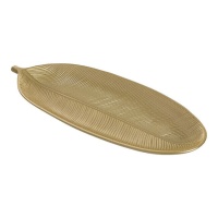Bandeja decorativa de hoja dorada de madera de 60 cm - DCasa