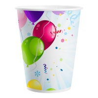 Vasos de fiesta con globos multicolor de 200 ml - 8 unidades