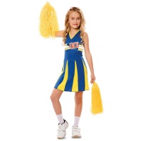 Disfraz de animadora azul y amarillo para niña