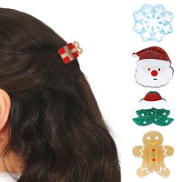 Pinzas para el pelo de Navidad surtidas de 3 cm - 5 unidades