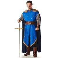 Disfraz de caballero medieval cristiano azul para hombre