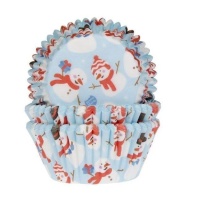 Cápsulas para cupcakes azules de muñeco de nieve - House of Marie - 50 unidades