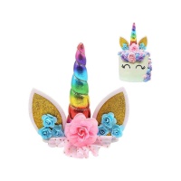 Decoración para tarta de Unicornio arcoiris - 1 unidad