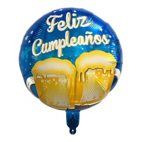 Globo de Feliz Cumpleaños con cerveza de 45 cm