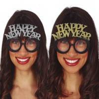 Gafas Happy New Year plata y oro surtidas