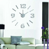 Reloj de pared adhesivo plata de 60 cm - DCasa