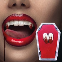 Colmillos de vampiro ensangrentados