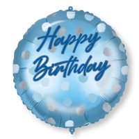 Globo de Happy Birthday azul personalizable de 46 cm - Procos