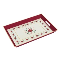 Bandeja de 45 x 31 cm de plástico de flor de pascua navideña con asas