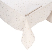Mantel de tela con estrellas de 1,50 m redondo con 4 servilletas