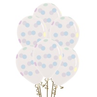 Globos de látex transparentes con puntos multicolores pastel de 30 cm - Sempertex - 12 unidades