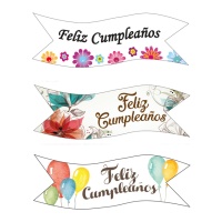 Obleas de feliz cumpleaños de 9,2 x 3,2 cm - Dekora - 40 unidades