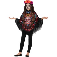 Poncho de Día de los Muertos para niña