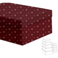 Caja rectangular roja con estrellas de Navidad - 15 unidades