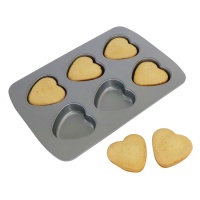 Molde para corazones de acero de 37 x 26 cm - PME - 6 cavidades