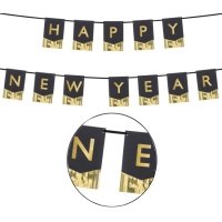 Guirnalda de Happy New Year negra y dorado