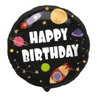 Globo de Happy Birthday galaxia de 45 cm - Folat