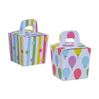 Caja de cartón mini de globos y estrellas - 6 unidades