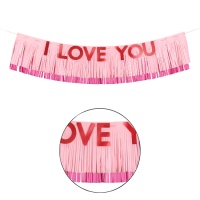 Guirnalda con flecos y mensaje de I Love You metalizado de 1,5 m