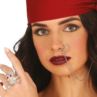 Anillo de calvera y pendiente con pircing para adulta
