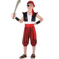 Disfraz de pirata con pantalón a rayas para niño