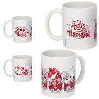 Taza de 350 ml aprox. de gnomos de Feliz Navidad roja