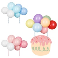 Topper para tarta con globos de colores - 1 unidad