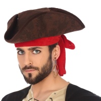 Sombrero de capitán pirata marrón