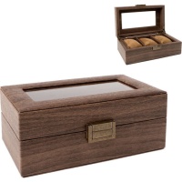 Caja para relojes efecto madera - 3 compartimentos