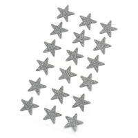 Pegatinas de estrella plateada con purpurina de 2,6 cm - 18 piezas