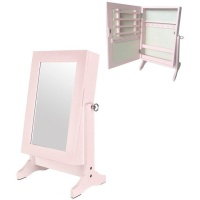 Joyero armario con espejo rosa de 59,5 cm