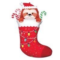 Globo de calcetín con mapache de Navidad de 63 x 78 cm - Anagram