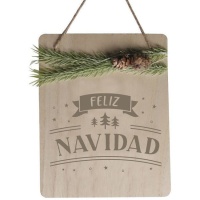 Colgante de Feliz Navidad de madera de 19 x 24 x 0,5 cm