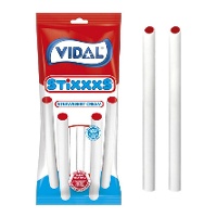 Regaliz blanco de fresa y nata relleno - Ritmo fresa-nata Vidal - 90 gr