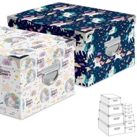 Caja rectangular Unicornios - DCasa - 10 unidades