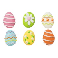 Figuras de azúcar de huevos de colores - Decora - 6 unidades