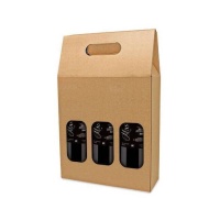Caja de cartón con 3 ventana para 3 botellas - 1 unidad