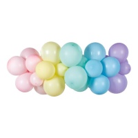Guirnalda de globos de colores del arcoíris pastel - 30 unidades
