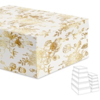 Caja rectangular flores doradas - 15 unidades