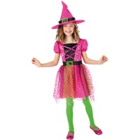 Disfraz de bruja fantasía rosa para niña