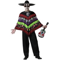 Poncho de esqueleto Catrina para adulto