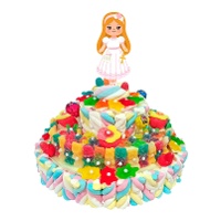 Tarta de chuches de comunión de niña rubia de 850 gr