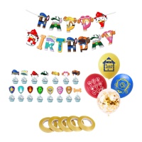 Kit de globos, guirnalda y toppers de La Patrulla Canina - Monkey Business - 24 piezas