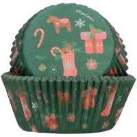 Cápsulas para cupcakes de adornos navideños - 48 unidades